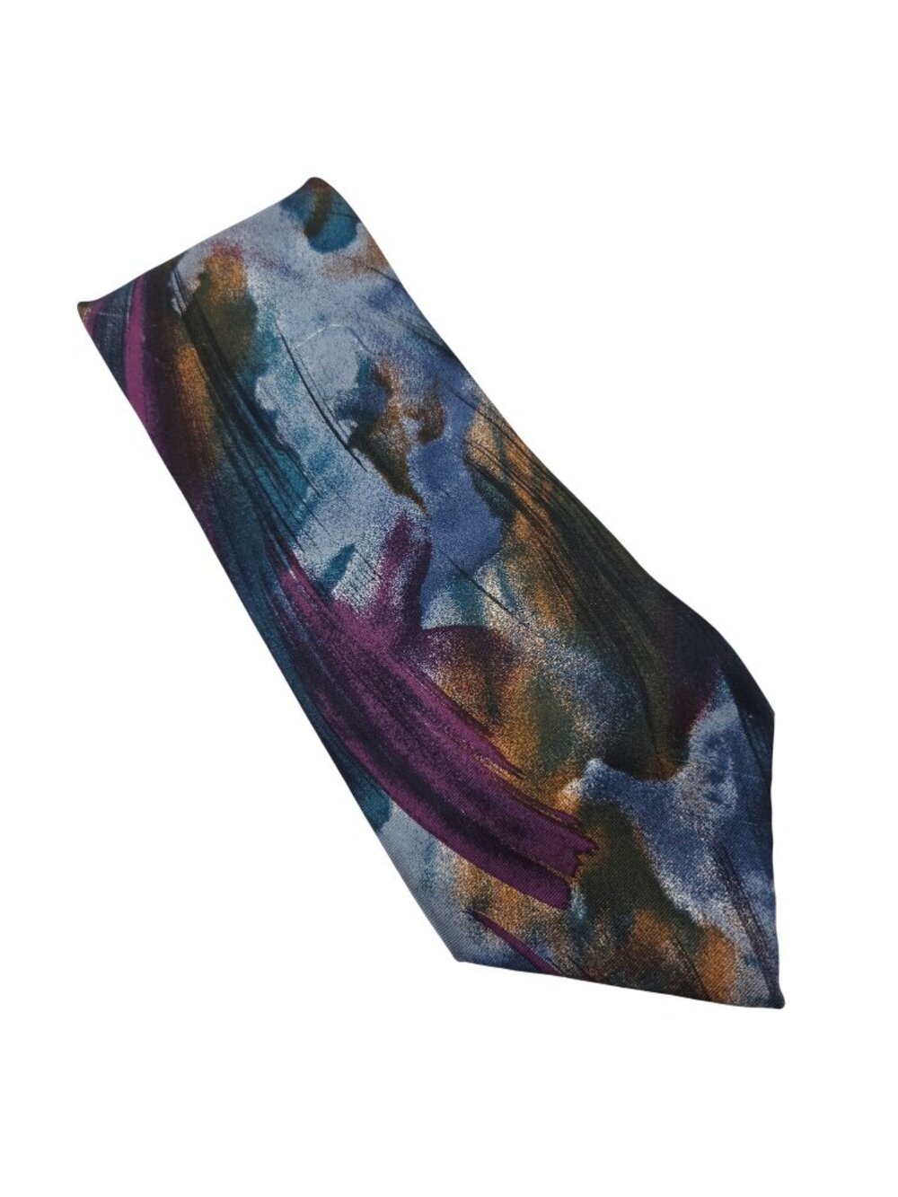 Milano Tie Mens Silk Abstract Blue Purple USA Formal Dress Business Vintage